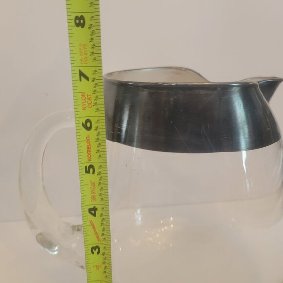 Mid-Century Modern Dorothy Thorpe Glass Pitcher With Metal Rim Handle - Picture 7 of 7